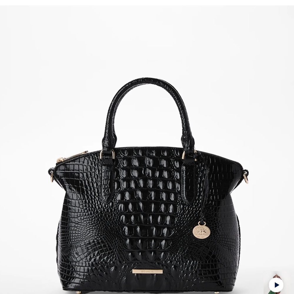 Elegant Black Crocodile-Embossed Handbag